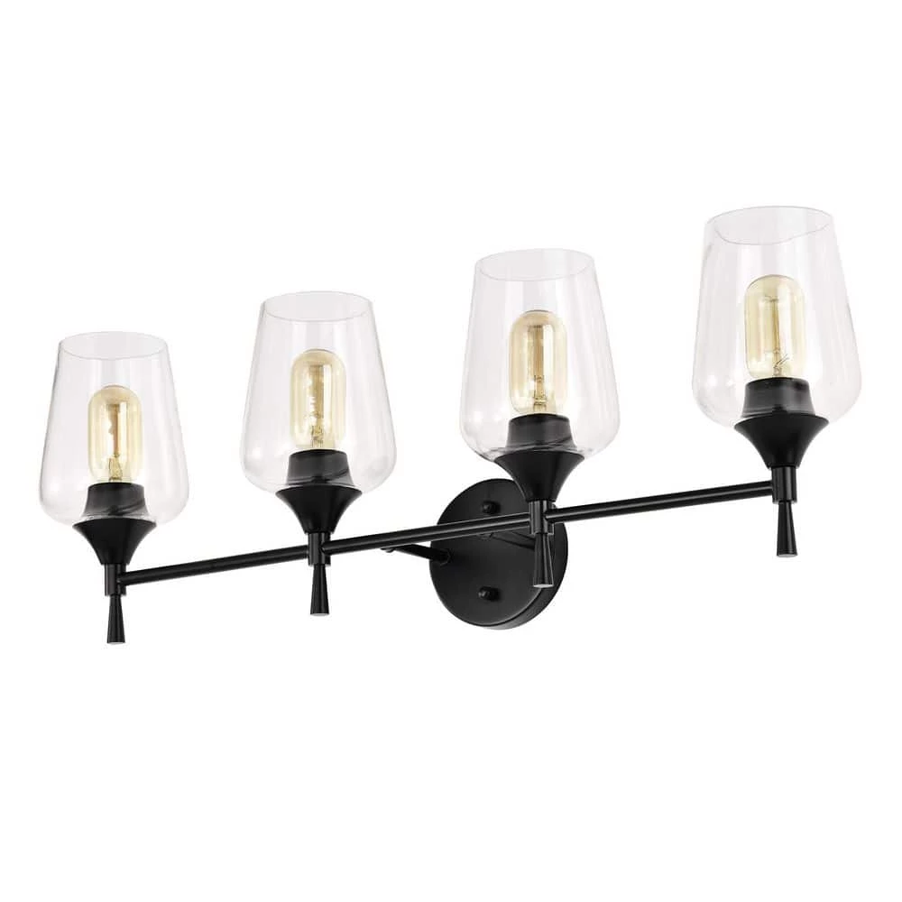 Best deal ⌛ Arlo 30 in. 4-Lights Matte Black Vanity Light with Clear Glass Shades by Edvivi ⭐ 8 Best deal ⌛ Arlo 30 in. 4-Lights Matte Black Vanity Light with Clear Glass Shades by Edvivi ⭐ - Image 6