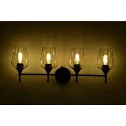 Best deal ⌛ Arlo 30 in. 4-Lights Matte Black Vanity Light with Clear Glass Shades by Edvivi ⭐ 17 Best deal ⌛ Arlo 30 in. 4-Lights Matte Black Vanity Light with Clear Glass Shades by Edvivi ⭐ -Deals Edvivi || Atlas Store matte black edvivi vanity lighting ew2825bk a0 1000