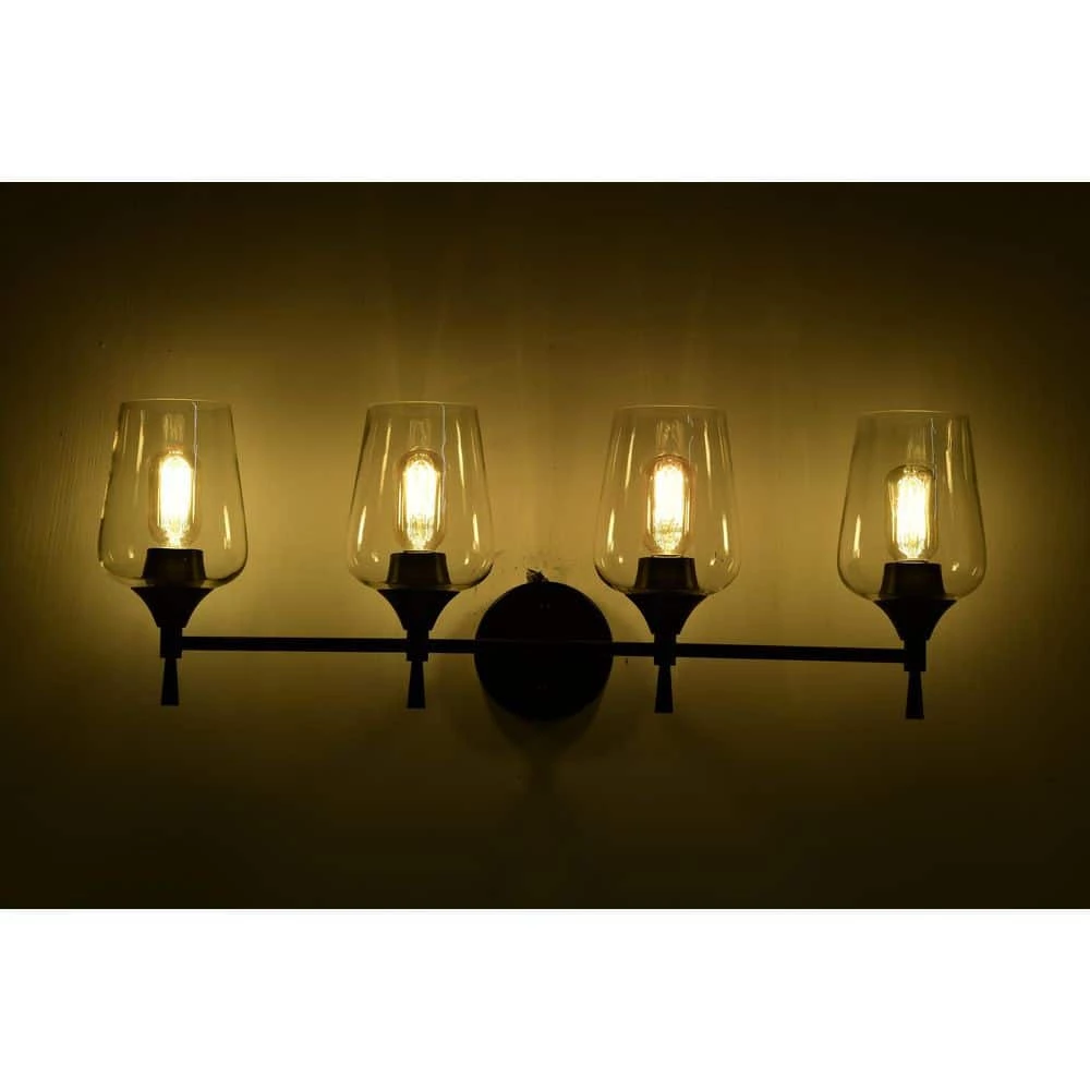 Best deal ⌛ Arlo 30 in. 4-Lights Matte Black Vanity Light with Clear Glass Shades by Edvivi ⭐ 5 Best deal ⌛ Arlo 30 in. 4-Lights Matte Black Vanity Light with Clear Glass Shades by Edvivi ⭐ - Image 3