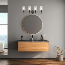 Best deal ⌛ Arlo 30 in. 4-Lights Matte Black Vanity Light with Clear Glass Shades by Edvivi ⭐ 21 Best deal ⌛ Arlo 30 in. 4-Lights Matte Black Vanity Light with Clear Glass Shades by Edvivi ⭐ -Deals Edvivi || Atlas Store matte black edvivi vanity lighting ew2825bk c3 1000