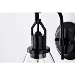 Wholesale ⌛ Aria 8 in. 1-Light Matte Black Indoor Wall Sconce with Cone Glass Shade by Edvivi ⭐ -Deals Edvivi || Atlas Store matte black edvivi vanity lighting ew4875bk 1f 1000