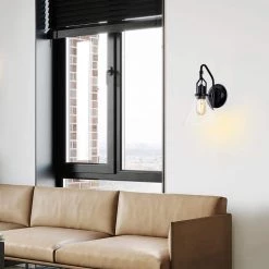 Wholesale ⌛ Aria 8 in. 1-Light Matte Black Indoor Wall Sconce with Cone Glass Shade by Edvivi ⭐ -Deals Edvivi || Atlas Store matte black edvivi vanity lighting ew4875bk 31 1000