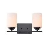 Best Pirce 👍 Aliana 14 in. 2-Light Matte Black Modern Vanity Light with Etched White Glass Shades by Edvivi 😉 -Deals Edvivi || Atlas Store matte black edvivi vanity lighting ew6052 bk 64 1000