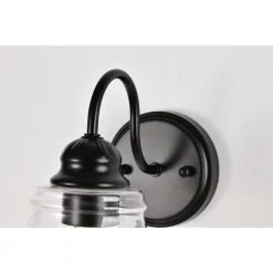 Discount ❤️ Abigail 1-Light Matte Black Indoor Wall Sconce with Clear Glass Shade by Edvivi 🎁 -Deals Edvivi || Atlas Store matte black edvivi vanity lighting ew6315bk 1d 1000