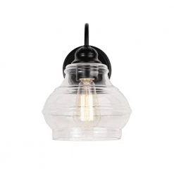 Discount ❤️ Abigail 1-Light Matte Black Indoor Wall Sconce with Clear Glass Shade by Edvivi 🎁 -Deals Edvivi || Atlas Store matte black edvivi vanity lighting ew6315bk 1f 1000