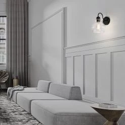 Discount ❤️ Abigail 1-Light Matte Black Indoor Wall Sconce with Clear Glass Shade by Edvivi 🎁 -Deals Edvivi || Atlas Store matte black edvivi vanity lighting ew6315bk 31 1000