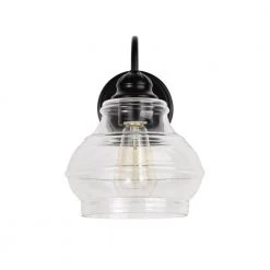 Discount ❤️ Abigail 1-Light Matte Black Indoor Wall Sconce with Clear Glass Shade by Edvivi 🎁 -Deals Edvivi || Atlas Store matte black edvivi vanity lighting ew6315bk a0 1000