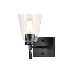 Discount ๐ฅ Briarwood 1-Light Matte Black Indoor Wall Sconce with Clear Cone Glass Shade by Edvivi โญ