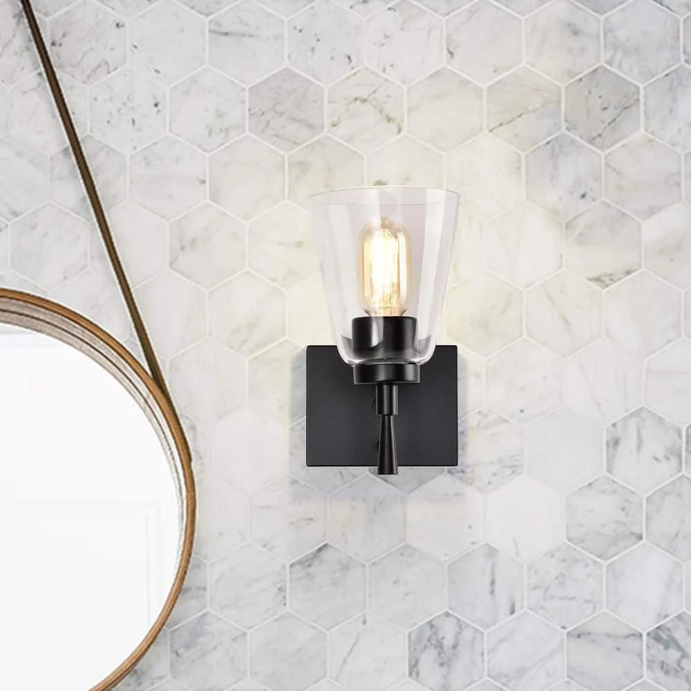 Discount ๐ฅ Briarwood 1-Light Matte Black Indoor Wall Sconce with Clear Cone Glass Shade by Edvivi โญ 4 Discount ๐ฅ Briarwood 1-Light Matte Black Indoor Wall Sconce with Clear Cone Glass Shade by Edvivi โญ - Image 2