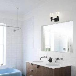 Deals 🎁 Briarwood 13 in. 2-Lights Matte Black Vanity Light with Clear Glass Cone Shades by Edvivi 🌟 -Deals Edvivi || Atlas Store matte black edvivi vanity lighting ew6775bk 31 1000