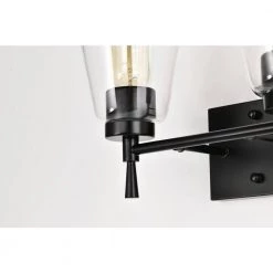 Deals 🎁 Briarwood 13 in. 2-Lights Matte Black Vanity Light with Clear Glass Cone Shades by Edvivi 🌟 -Deals Edvivi || Atlas Store matte black edvivi vanity lighting ew6775bk 76 1000