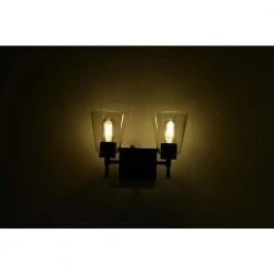 Deals 🎁 Briarwood 13 in. 2-Lights Matte Black Vanity Light with Clear Glass Cone Shades by Edvivi 🌟 -Deals Edvivi || Atlas Store matte black edvivi vanity lighting ew6775bk a0 1000