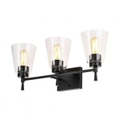 Top 10 ⌛ Briarwood 21 in. 3-Lights Matte Black Vanity Light with Clear Glass Cone Shades by Edvivi 🌟 -Deals Edvivi || Atlas Store matte black edvivi vanity lighting ew6875bk 1f 1000