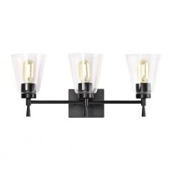 Top 10 ⌛ Briarwood 21 in. 3-Lights Matte Black Vanity Light with Clear Glass Cone Shades by Edvivi 🌟