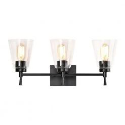 Top 10 ⌛ Briarwood 21 in. 3-Lights Matte Black Vanity Light with Clear Glass Cone Shades by Edvivi 🌟 -Deals Edvivi || Atlas Store matte black edvivi vanity lighting ew6875bk 77 1000
