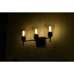 Top 10 ⌛ Briarwood 21 in. 3-Lights Matte Black Vanity Light with Clear Glass Cone Shades by Edvivi 🌟 -Deals Edvivi || Atlas Store matte black edvivi vanity lighting ew6875bk a0 1000