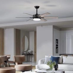 Top 10 ✔️ 52 in. Integrated LED Indoor Matte Black 6-Blade Reversible Ceiling Fan w/Light Kit, Remote Control by Edvivi ✔️ -Deals Edvivi || Atlas Store matte black textured oak edvivi ceiling fans with lights ffg7625bk 31 1000