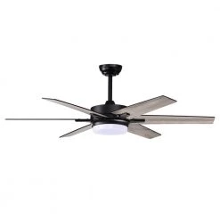 Top 10 ✔️ 52 in. Integrated LED Indoor Matte Black 6-Blade Reversible Ceiling Fan w/Light Kit, Remote Control by Edvivi ✔️ -Deals Edvivi || Atlas Store matte black textured oak edvivi ceiling fans with lights ffg7625bk 44 1000
