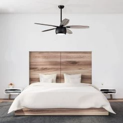 Discount ๐ 52 in. Integrated LED Indoor Matte Black 5-Blade Reversible Ceiling Fan with Light Kit and Remote Control by Edvivi ๐ 23 Discount ๐ 52 in. Integrated LED Indoor Matte Black 5-Blade Reversible Ceiling Fan with Light Kit and Remote Control by Edvivi ๐ -Deals Edvivi || Atlas Store matte black textured oak edvivi ceiling fans with lights ffg7705bk 1f 1000