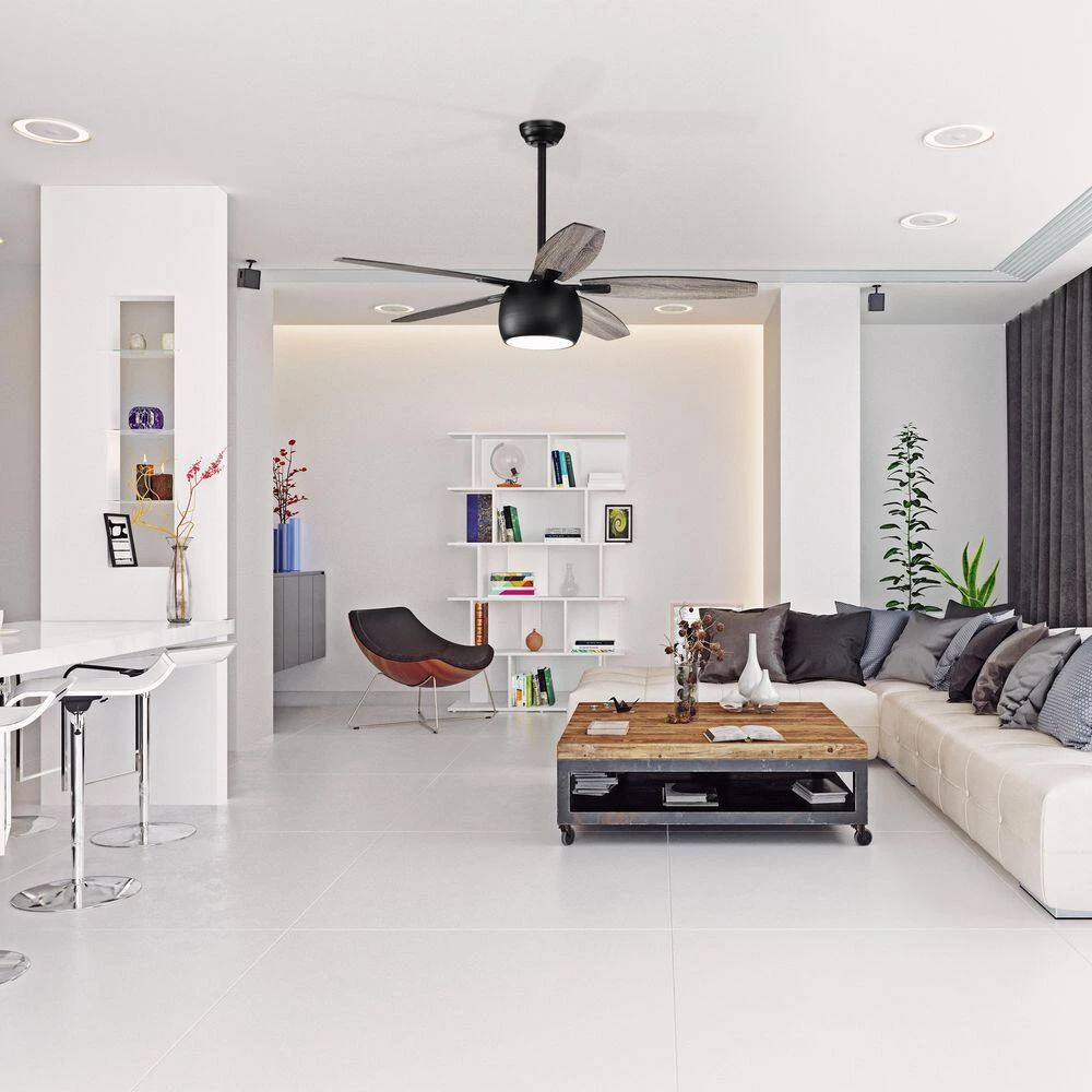 Discount ๐ 52 in. Integrated LED Indoor Matte Black 5-Blade Reversible Ceiling Fan with Light Kit and Remote Control by Edvivi ๐ 10 Discount ๐ 52 in. Integrated LED Indoor Matte Black 5-Blade Reversible Ceiling Fan with Light Kit and Remote Control by Edvivi ๐ - Image 8