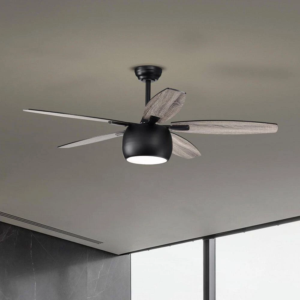 Discount ๐ 52 in. Integrated LED Indoor Matte Black 5-Blade Reversible Ceiling Fan with Light Kit and Remote Control by Edvivi ๐ 4 Discount ๐ 52 in. Integrated LED Indoor Matte Black 5-Blade Reversible Ceiling Fan with Light Kit and Remote Control by Edvivi ๐ - Image 2