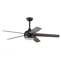 Promo 🔔 52 in. Integrated LED Indoor Matte Black 5-Blade Ceiling Fan with Light Kit and Remote Control by Edvivi 🤩 -Deals Edvivi || Atlas Store matte black textured oak edvivi ceiling fans with lights ffg7735bk 44 1000