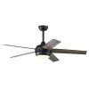 Promo 🔔 52 in. Integrated LED Indoor Matte Black 5-Blade Ceiling Fan with Light Kit and Remote Control by Edvivi 🤩