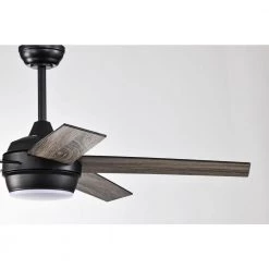 Promo 🔔 52 in. Integrated LED Indoor Matte Black 5-Blade Ceiling Fan with Light Kit and Remote Control by Edvivi 🤩 -Deals Edvivi || Atlas Store matte black textured oak edvivi ceiling fans with lights ffg7735bk fa 1000