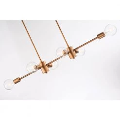 Best deal 😀 Winslett 6-Light Natural Brass Exposed Bulb Linear Mid-Century Modern Chandelier by Edvivi 🧨 -Deals Edvivi || Atlas Store natural brass edvivi chandeliers epc561nb 1d 1000