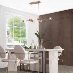 Best deal 😀 Winslett 6-Light Natural Brass Exposed Bulb Linear Mid-Century Modern Chandelier by Edvivi 🧨 -Deals Edvivi || Atlas Store natural brass edvivi chandeliers epc561nb 31 1000