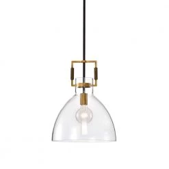 Best Sale ❤️ Essence 1-Light Contemporary Oil Rubbed Bronze and Antique Gold Pendant with Bowl Shaped Clear Glass by Edvivi ⭐
