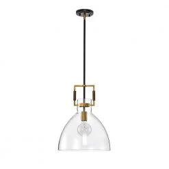 Best Sale ❤️ Essence 1-Light Contemporary Oil Rubbed Bronze and Antique Gold Pendant with Bowl Shaped Clear Glass by Edvivi ⭐ -Deals Edvivi || Atlas Store oil rubbed bronze and antique goid edvivi chandeliers epj4537obag c3 1000