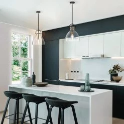 Promo 🎁 Essence 1-Light Oil Rubbed Bronze and Antique Gold Modern Pendant with Bowl Shaped Clear Glass Shade by Edvivi 👏 -Deals Edvivi || Atlas Store oil rubbed bronze and antique gold edvivi chandeliers epj4427obag 31 1000