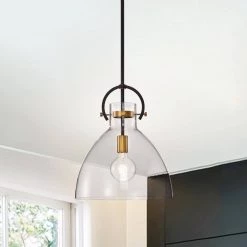 Promo 🎁 Essence 1-Light Oil Rubbed Bronze and Antique Gold Modern Pendant with Bowl Shaped Clear Glass Shade by Edvivi 👏 -Deals Edvivi || Atlas Store oil rubbed bronze and antique gold edvivi chandeliers epj4427obag 40 1000