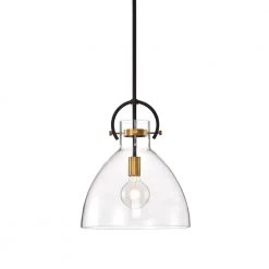 Promo 🎁 Essence 1-Light Oil Rubbed Bronze and Antique Gold Modern Pendant with Bowl Shaped Clear Glass Shade by Edvivi 👏