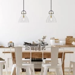 Promo 🎁 Essence 1-Light Oil Rubbed Bronze and Antique Gold Modern Pendant with Bowl Shaped Clear Glass Shade by Edvivi 👏 -Deals Edvivi || Atlas Store oil rubbed bronze and antique gold edvivi chandeliers epj4427obag c3 1000