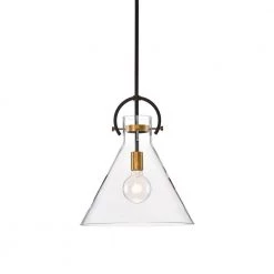 Budget ✨ Essence 1-Light Contemporary Oil Rubbed Bronze and Antique Gold Pendant with Clear Cone Glass Shade by Edvivi 🌟