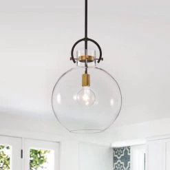 Wholesale 🤩 Essence 1-Light Contemporary Oil Rubbed Bronze and Antique Gold Pendant with Globe Shaped Clear Glass Shade by Edvivi ❤️ -Deals Edvivi || Atlas Store oil rubbed bronze and antique gold edvivi pendant lights epj4377obag 40 1000