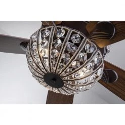 Hot Sale ❤️ Alexandra 52 in. Glam Indoor Oil Rubbed Bronze Reversible Ceiling Fan with Crystal Light Kit and Remote Control by Edvivi 🥰 -Deals Edvivi || Atlas Store oil rubbed bronze edvivi ceiling fans with lights ffj784ob 44 1000