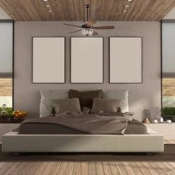 Hot Sale ❤️ Alexandra 52 in. Glam Indoor Oil Rubbed Bronze Reversible Ceiling Fan with Crystal Light Kit and Remote Control by Edvivi 🥰 -Deals Edvivi || Atlas Store oil rubbed bronze edvivi ceiling fans with lights ffj784ob 4f 1000