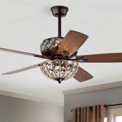 Hot Sale ❤️ Alexandra 52 in. Glam Indoor Oil Rubbed Bronze Reversible Ceiling Fan with Crystal Light Kit and Remote Control by Edvivi 🥰 -Deals Edvivi || Atlas Store oil rubbed bronze edvivi ceiling fans with lights ffj784ob c3 1000