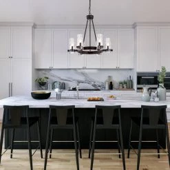 Budget 🔔 Avenue Farmhouse 6-Light Oil Rubbed Bronze Wagon Wheel Chandelier With Textured Banded Clear Glass Shades by Edvivi ❤️ -Deals Edvivi || Atlas Store oil rubbed bronze edvivi chandeliers epc3167ob c3 1000