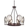 Brand new ⌛ Cartweight Industrial 6-Light Oil Rubbed Bronze Round Wagon Wheel Chandelier with Headlight Glass by Edvivi 😉