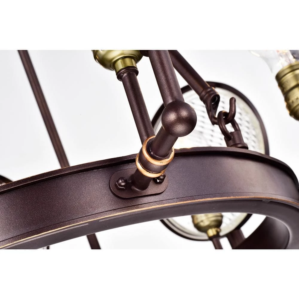 Brand new โ Cartweight Industrial 6-Light Oil Rubbed Bronze Round Wagon Wheel Chandelier with Headlight Glass by Edvivi ๐ 6 Brand new โ Cartweight Industrial 6-Light Oil Rubbed Bronze Round Wagon Wheel Chandelier with Headlight Glass by Edvivi ๐ - Image 4