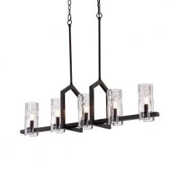 Cheapest ๐ Avenue Farmhouse 5-Light Oil Rubbed Bronze Kitchen Island Chandelier with Textured Banded Clear Glass Shades by Edvivi ๐