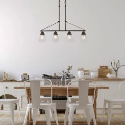 Outlet 🤩 Yellowstone Farmhouse 4-Light Oil Rubbed Bronze Rustic Linear Chandelier with Seeded Glass Shades by Edvivi ⭐ -Deals Edvivi || Atlas Store oil rubbed bronze edvivi chandeliers epd5547ob 1f 1000