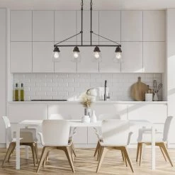 Outlet 🤩 Yellowstone Farmhouse 4-Light Oil Rubbed Bronze Rustic Linear Chandelier with Seeded Glass Shades by Edvivi ⭐ -Deals Edvivi || Atlas Store oil rubbed bronze edvivi chandeliers epd5547ob c3 1000