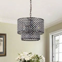 Cheap 🔔 Marya Modern 8-Light Oil Rubbed Bronze Round Double Drum Shade Chandelier with Crystal Beads by Edvivi ✔️ -Deals Edvivi || Atlas Store oil rubbed bronze edvivi chandeliers epg8057ob 31 1000
