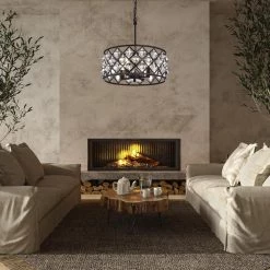 Hot Sale 🔔 Azha 4-Light Glam Oil Rubbed Bronze Drum Chandelier with Crystal Spheres by Edvivi 🔔 -Deals Edvivi || Atlas Store oil rubbed bronze edvivi chandeliers epg8137mob 1f 1000