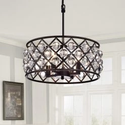 Hot Sale 🔔 Azha 4-Light Glam Oil Rubbed Bronze Drum Chandelier with Crystal Spheres by Edvivi 🔔 -Deals Edvivi || Atlas Store oil rubbed bronze edvivi chandeliers epg8137mob 31 1000